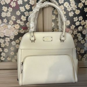Kate Spade leather Wellesley large maeda Wellesley handbag in porcelain.